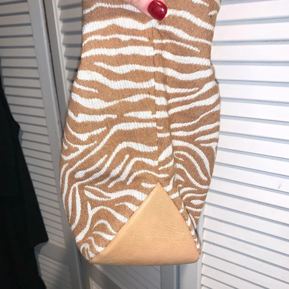 Rachel Zoe Zebra Print Tan Hobo Bag Leather Trim